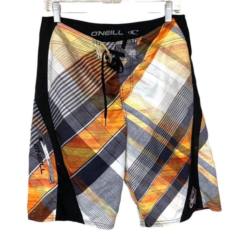 O’Neill El Capitan Stripe Tie Waist Multicolor Swim Trunks Board Shorts Size 30